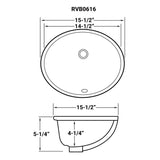 Ruvati 15 in. x 12 in. Oval Undermount Vanity Bathroom Porcelain Ceramic with Overflow in White