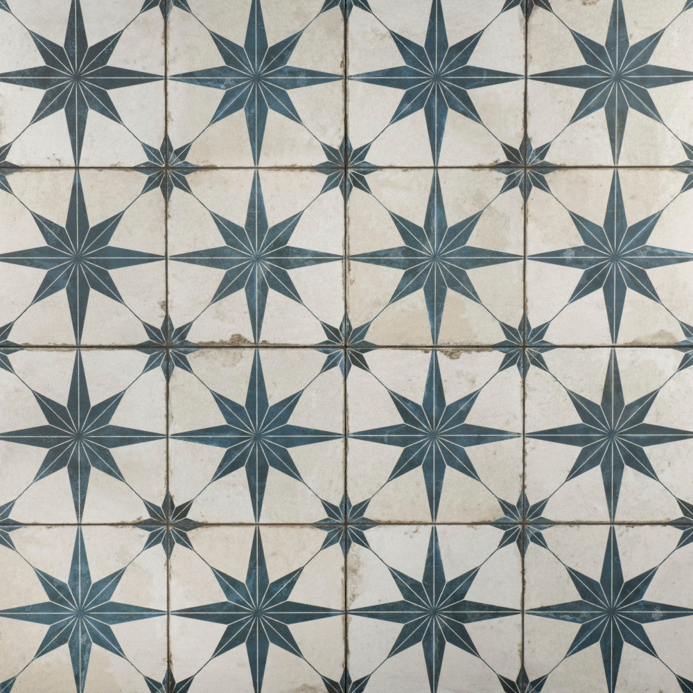 Merola Tile Kings Star Blue 17-5/8 in. x 17-5/8 in. Ceramic Floor and Wall Tile