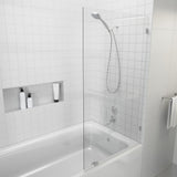 34 in. x 58 in. Frameless Fixed Panel Bathtub Door in Matte Black without Handle - Super Arbor