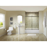 Levity 59 in. x 62 in. Semi-Frameless Sliding Tub Door in Nickel with Handle - Super Arbor