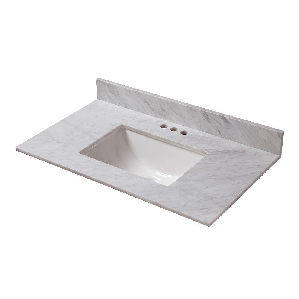 49 in. W Marble Vanity Top in Carrara - Super Arbor