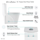 St. Tropez 1-Piece 0.8/1.28 GPF Dual Flush Elongated Toilet in White - Super Arbor