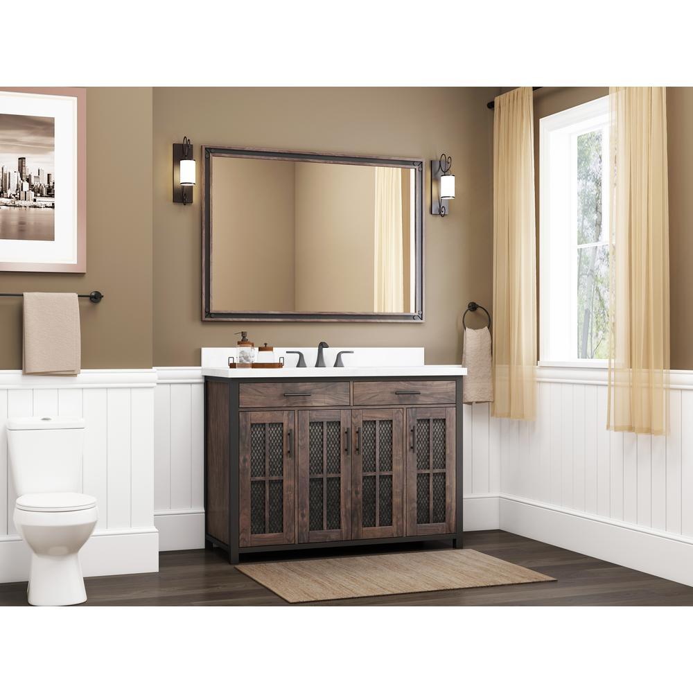 Drysdale 48 in. Wx 34.5 in. H Bath Vanity in Sable with Engineered Stone Vanity Top in Lgt Vein Carrera with White Basin - Super Arbor