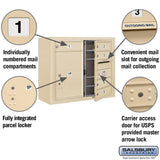 3800 Horizontal Series 5-Compartment with 1-Parcel Locker Surface Mount Mailbox - Super Arbor