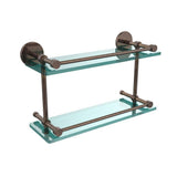 16 in. L x 8 in. H x 5 in. W 2-Tier Clear Glass Bathroom Shelf with Gallery Rail in Brushed Bronze - Super Arbor