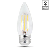 Feit Electric 60W Equivalent B10 Candelabra Dimmable Filament CEC Title 20 Clear Glass Chandelier LED Light Bulb, Daylight (2-Pack)