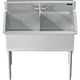 Terrell Series Stainless Steel 39x21.5 in. Freestanding  2-Hole 2-Compartment Scullery Sink with Lead-Free Faucet