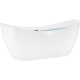 59 in. Acrylic Center Drain Oval Double Slipper Flatbottom Freestanding Bathtub in Glossy White - Super Arbor