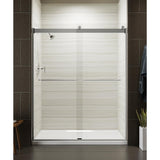 Levity 59 in. x 74 in. Frameless Sliding Shower Door in Matte Nickel with Handle - Super Arbor