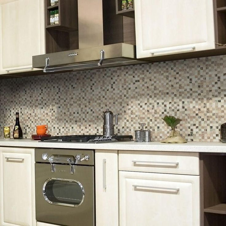 Jeffrey Court Emperador Mix 11.75 in. x 11.75 in. x 9 mm Honed Marble Mosaic Floor and Wall Tile