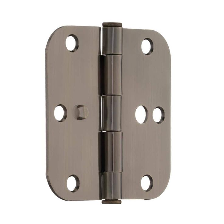 3-1/2 in. Antique Brass 5/8 in. Radius Security Door Hinges Value Pack (3-Pack)