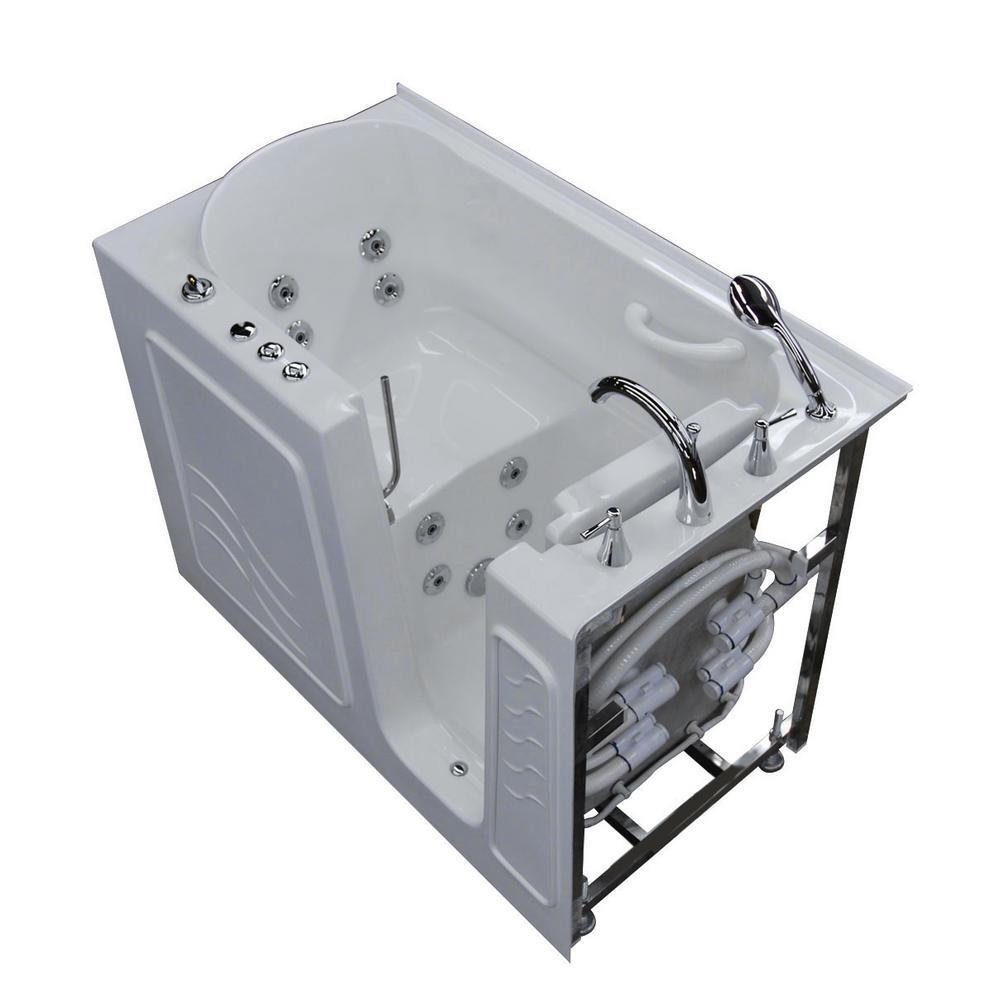 52.8 in. Walk-In Whirlpool Bathtub in White with 1.28 GPF Single Flush Toilet - Super Arbor