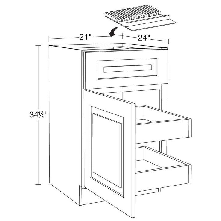 Home Decorators Collection Grayson 21 in. W x 24 in. D x 34.5 in. H Assembled Plywood Base Kitchen Cabinet in Pacific White with 2ROT Knife Block L