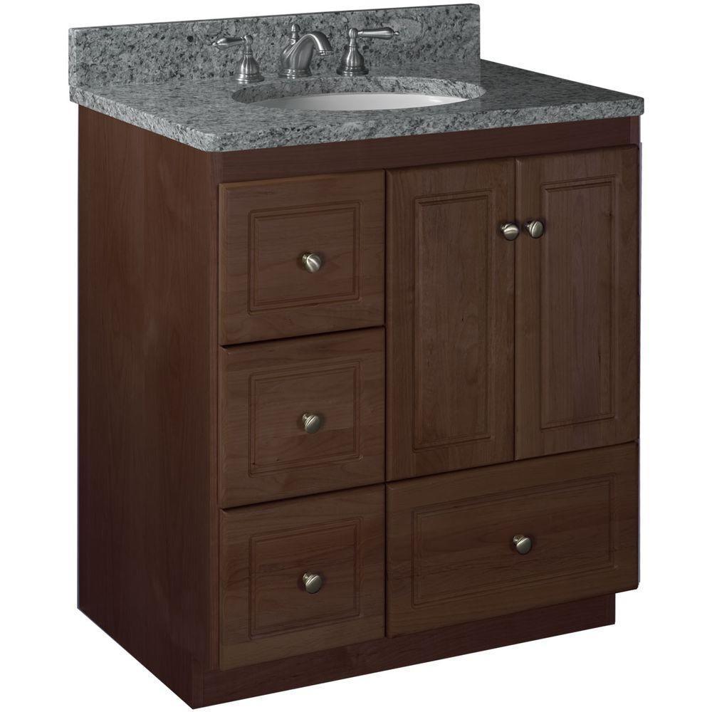 Ultraline 30 in. W x 21 in. D x 34.5 in. H Vanity with Left Drawers Cabinet Only in Satin White - Super Arbor