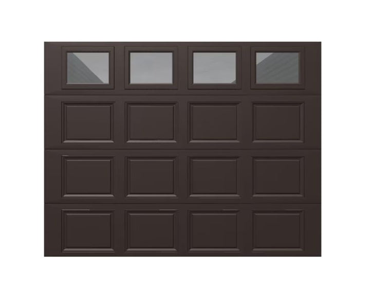 Wayne Dalton Classic Steel Model 9100 9-ft x 7-ft Insulated Brown Single Garage Door with Windows