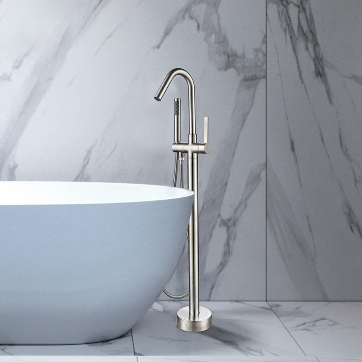 40 in. H x 11 in. W Single-Handle Claw Foot Tub Faucet with Hand Shower in Brushed Nickel