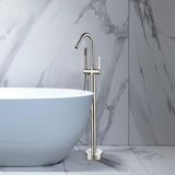 40 in. H x 11 in. W Single-Handle Claw Foot Tub Faucet with Hand Shower in Brushed Nickel