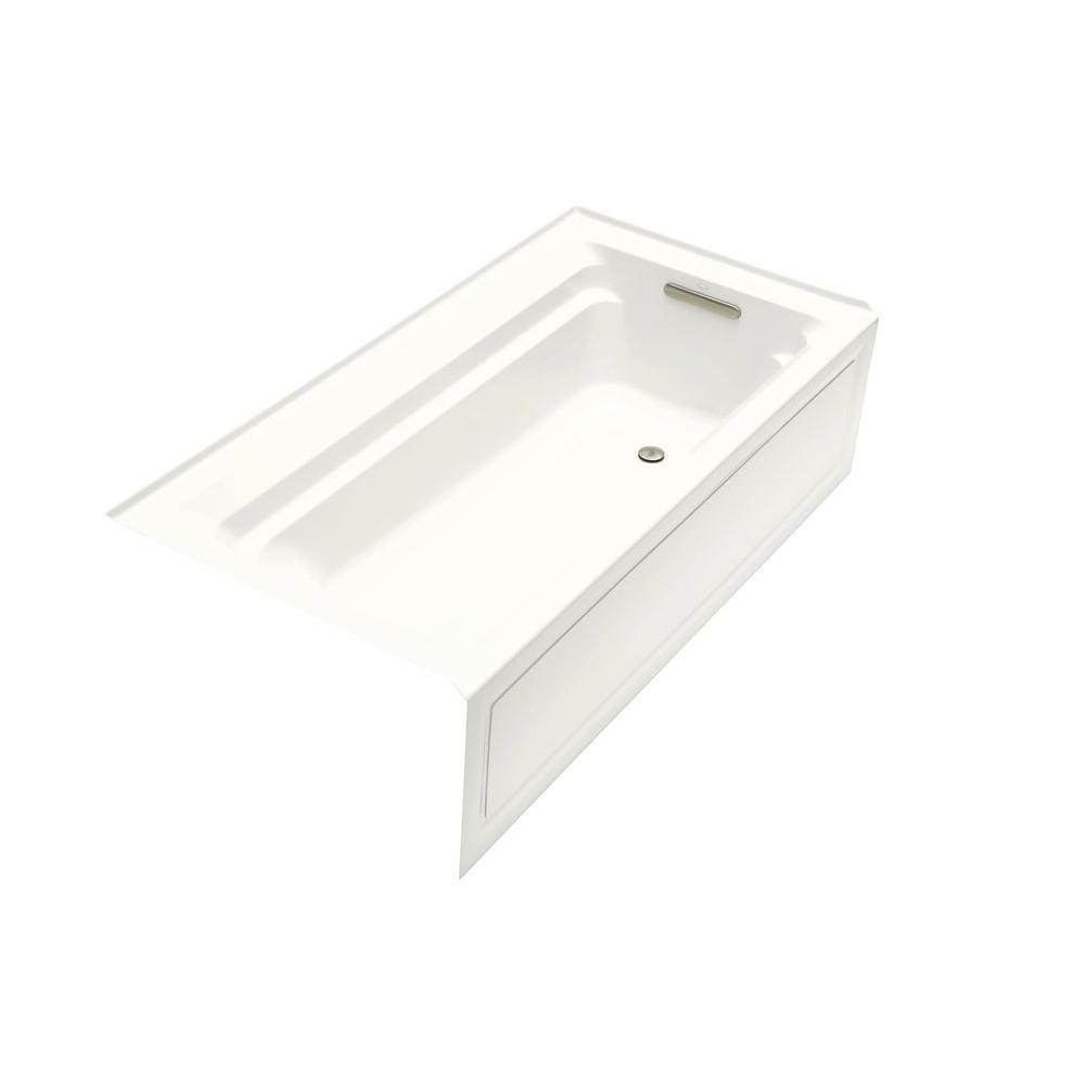 Archer 72 in. x 36 in. Acrylic Alcove Bathtub with Integral Apron and Right-Hand Drain in White - Super Arbor