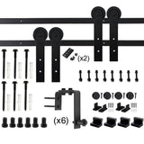 8 ft./96 in. Black Bypass Sliding Barn Hardware Track Kit for Double Wood Doors with Non-Routed Door Guide - Super Arbor