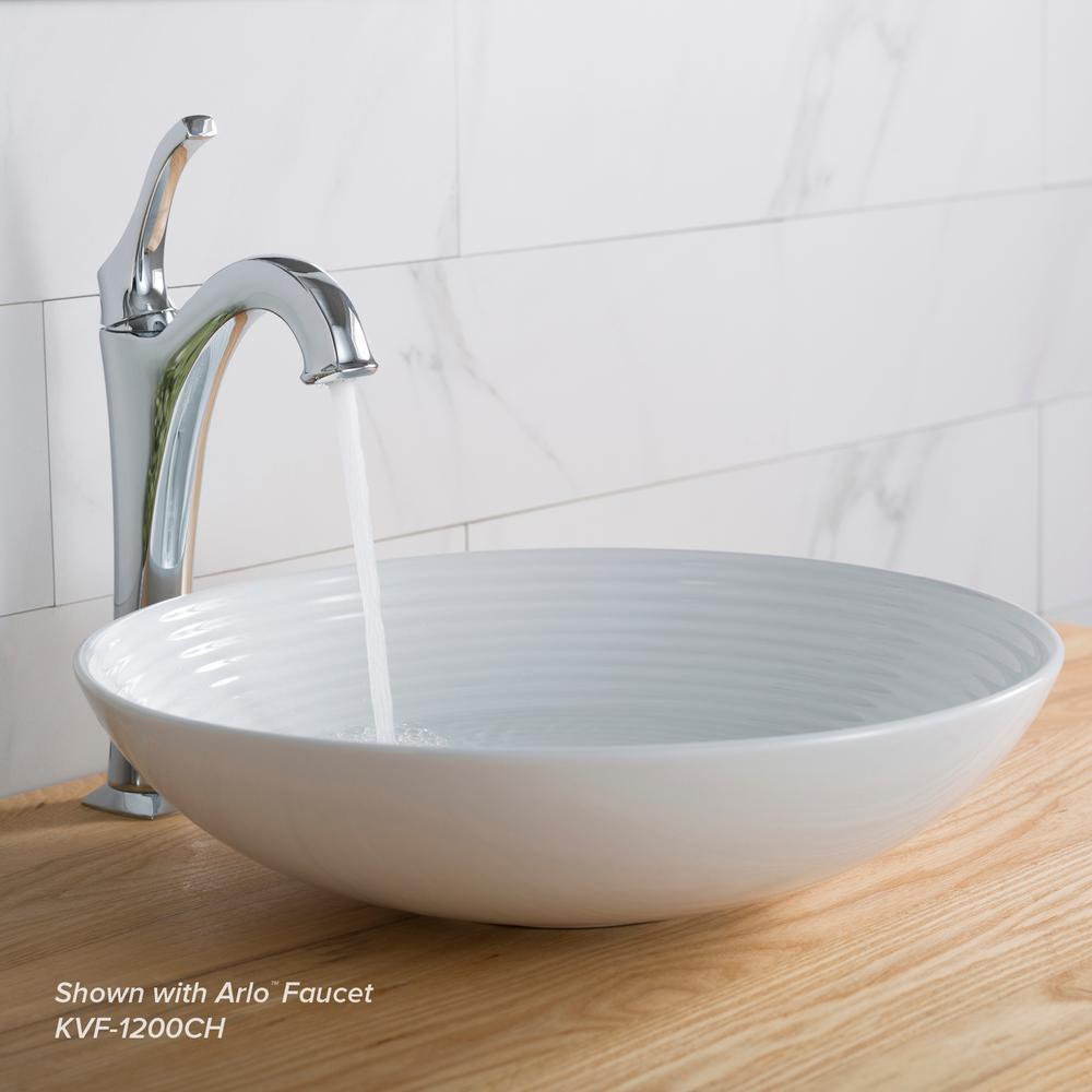 Viva 16-1/2 in. Round Porcelain Ceramic Vessel Sink in White - Super Arbor