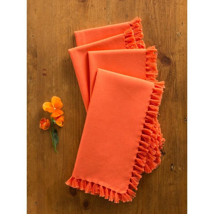 Orange Essential Fringed Napkins (Set of 4)