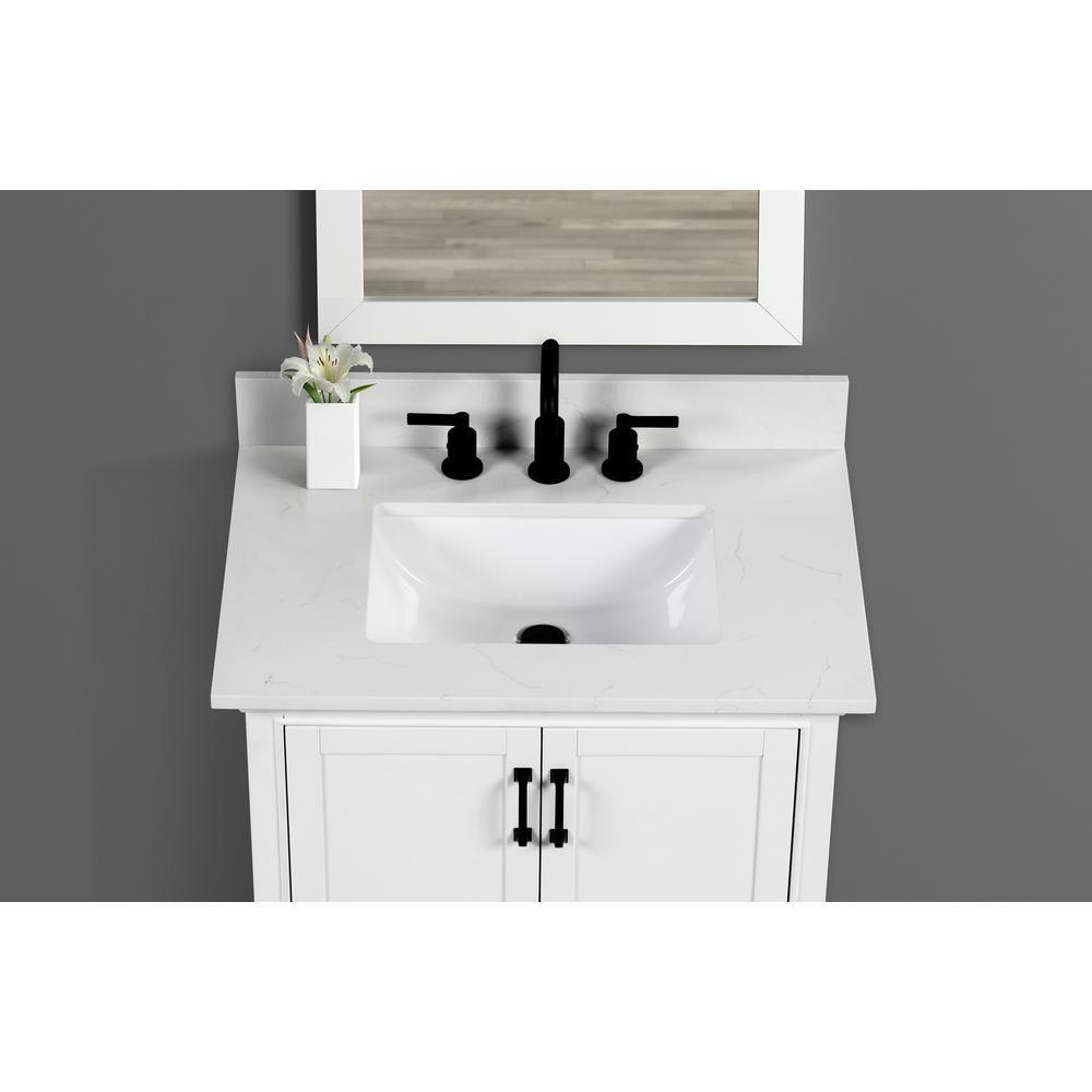 37 in. W x 22 in. D x 0.75 in. H Quartz Vanity Top in Carrara White with White Basin - Super Arbor