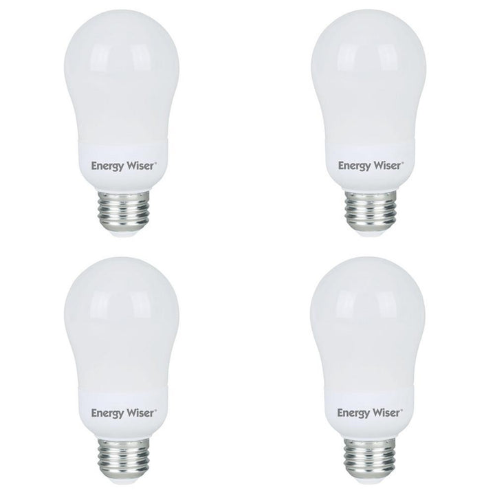 60-Watt Equivalent Warm White Light A19 Non-Dimmable UL Energy Wiser CFL Lightbulb (4-Pack) - Super Arbor