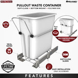 Rev-A-Shelf 20-Quart Plastic Pull Out Trash Can