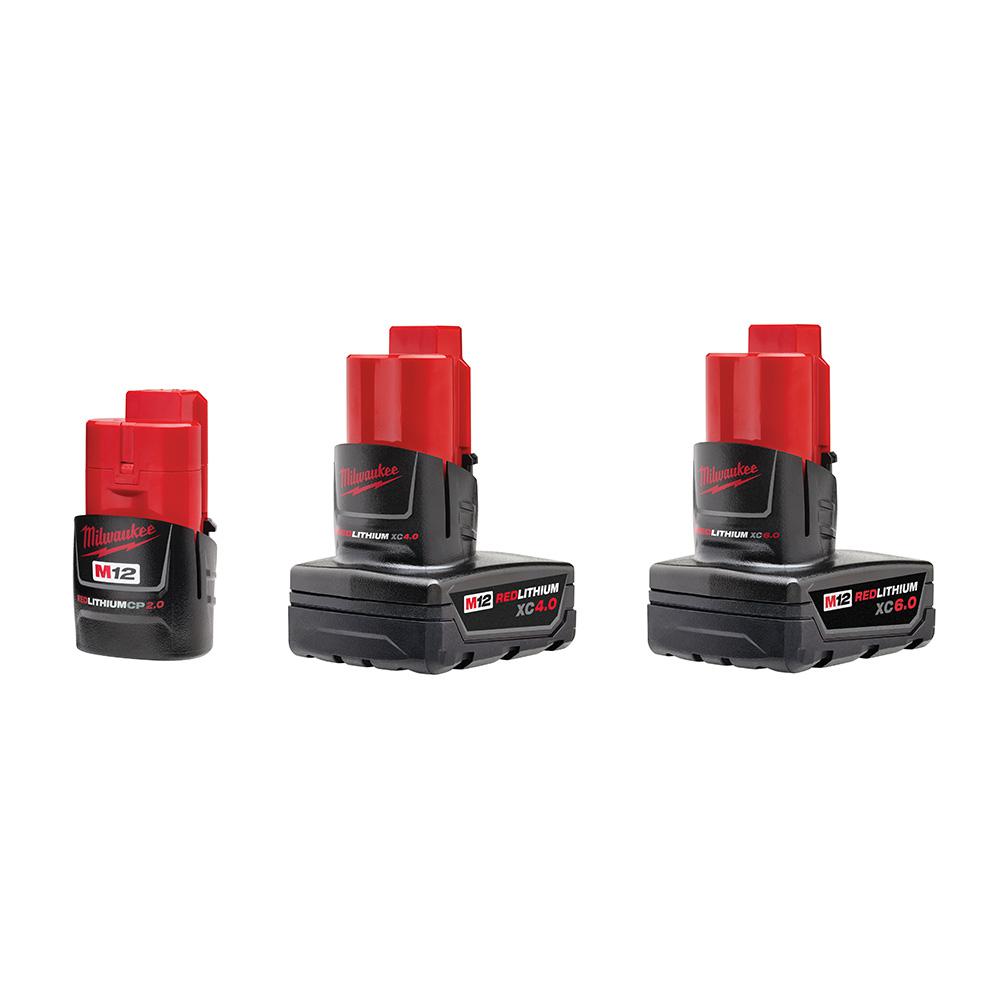 M12 12-Volt Lithium-Ion 6 Ah/4 Ah/2 Ah Extended Capacity Battery Packs (3-Batteries) - Super Arbor