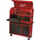 46 in. 16-Drawer Steel Tool Chest and Rolling Cabinet Set, Textured Red and Black Matte - Super Arbor