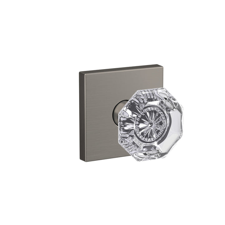Schlage Custom Alexandria Glass Door Knob with Collins Trim – Matte Black, Combined Interior