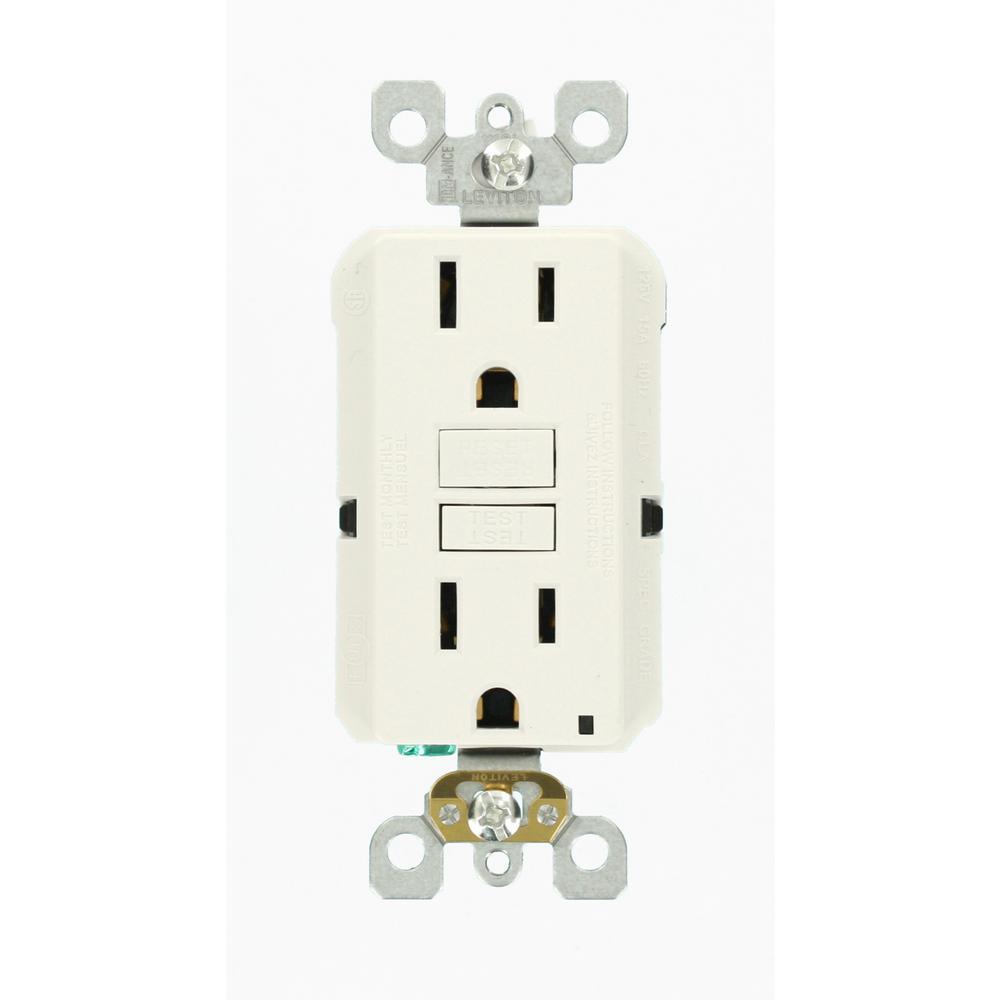 15 Amp Self-Test SmartlockPro Slim Duplex GFCI Outlet, White - Super Arbor