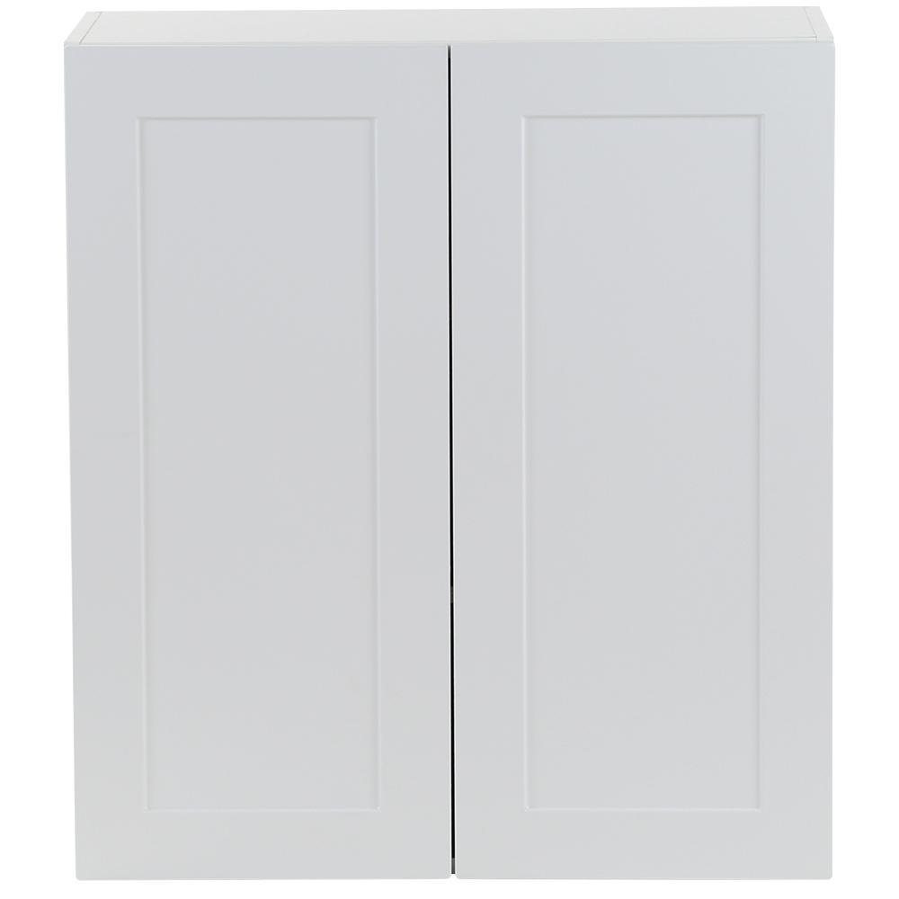 Cambridge Shaker Assembled 27x30x12 in. All Plywood Wall Cabinet with 2 Soft Close Doors in White - Super Arbor