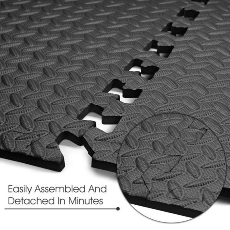 6pcs Foam Exercise Mat EVA Fitness Interlocking Tiles Floor Puzzle Protective Cushion for Workouts (Black)