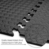 6pcs Foam Exercise Mat EVA Fitness Interlocking Tiles Floor Puzzle Protective Cushion for Workouts (Black)