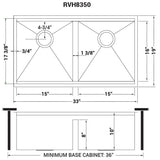 33 in. Double Bowl 50/50 Undermount 16-Gauge Stainless Steel Ledge Workstation Kitchen Sink with Accessories - Super Arbor