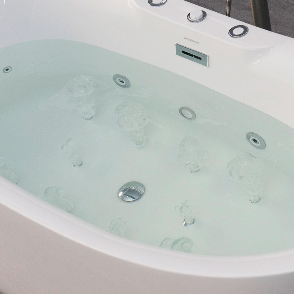 Venezia 71 in. Acrylic Freestanding Double Slipper Whirlpool and Air Bathtub with Drain and Overflow Included in White - Super Arbor