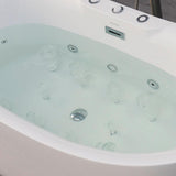 Venezia 71 in. Acrylic Freestanding Double Slipper Whirlpool and Air Bathtub with Drain and Overflow Included in White - Super Arbor