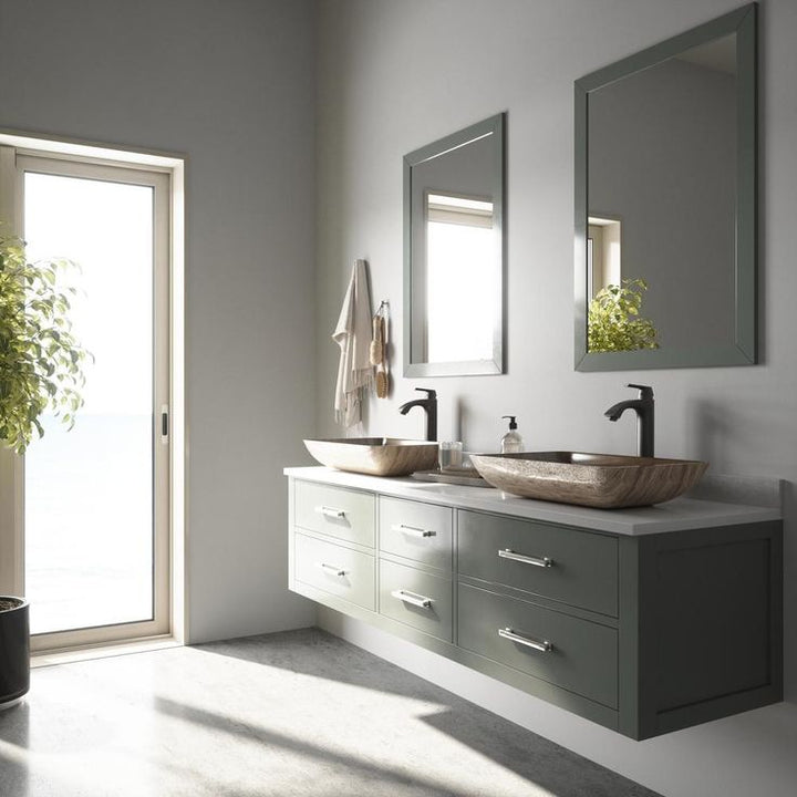 VIGO Glass Vessel Bathroom Sink in Amber Sunset and Linus Faucet Set in Antique Rubbed Bronze