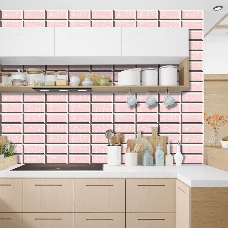 DIY Set 20x10cm Mosaic Kitchen Tile Stickers Bathroom Self-Adhesive Decor Waterproof