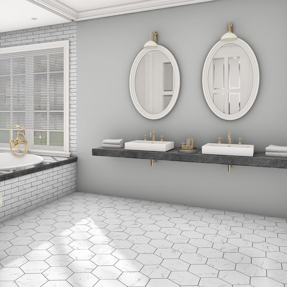 Timeless Calacatta Hex 8-5/8 in. x 9-7/8 in. Porcelain Floor and Wall Tile (11.56 sq. ft. / case) - Super Arbor