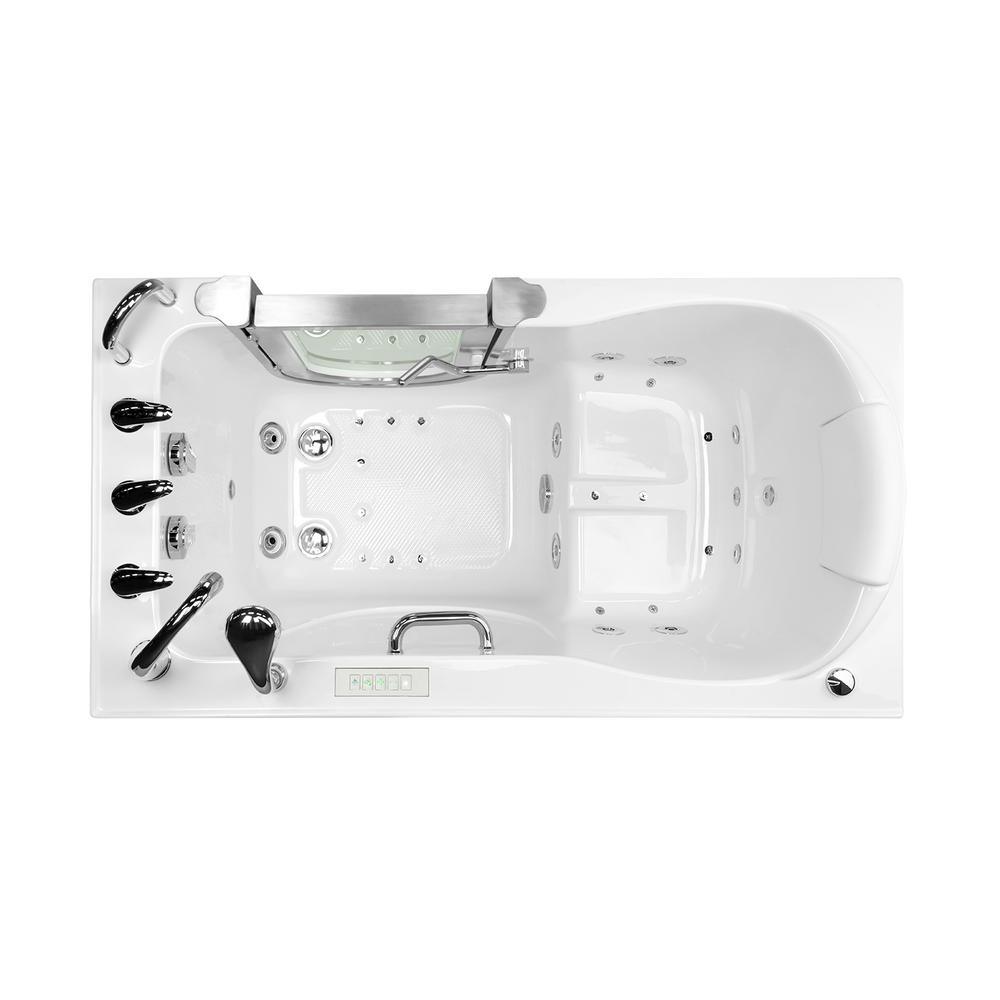 Deluxe 55 in. Walk-In Whirlpool and Air Bath Bathtub in White, Fast Fill Faucet Set Digital Control, RH 2 in. Dual Drain - Super Arbor