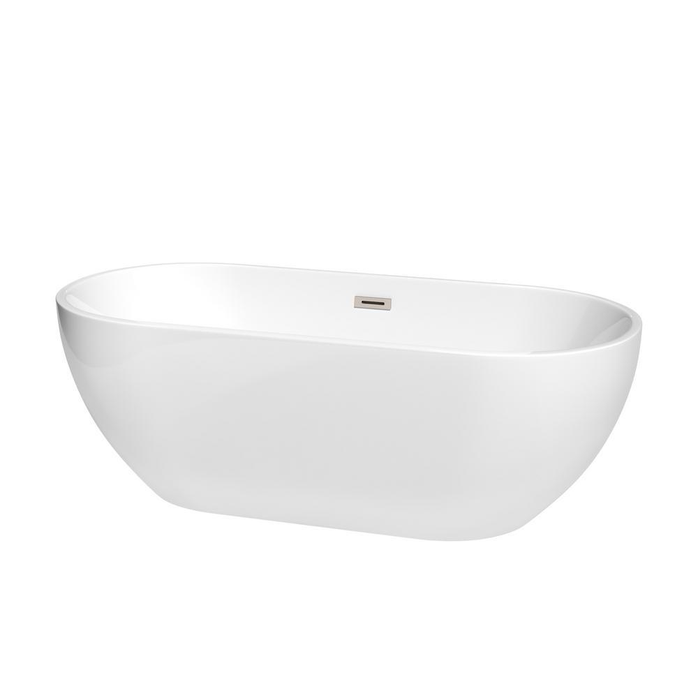 Brooklyn 60 in. Acrylic Flatbottom Bathtub in White with Matte Black Trim - Super Arbor