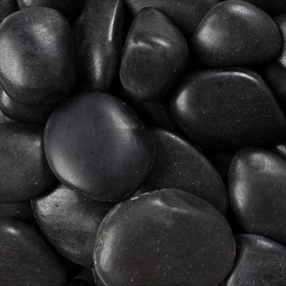 Rain Forest 2 in. to 3 in., 2200 lb. Large Black Grade A Polished Pebbles Super Sack - Super Arbor