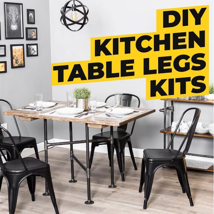 3/4 in. Black Pipe 29 in. L x 30 in. H Solitaire Design Kitchen Table Kit