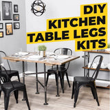 3/4 in. Black Pipe 29 in. L x 30 in. H Solitaire Design Kitchen Table Kit