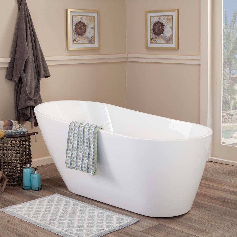 Shaia 67 in. Acrylic Flatbottom Non-Whirlpool Soaking Bathtub in White - Super Arbor
