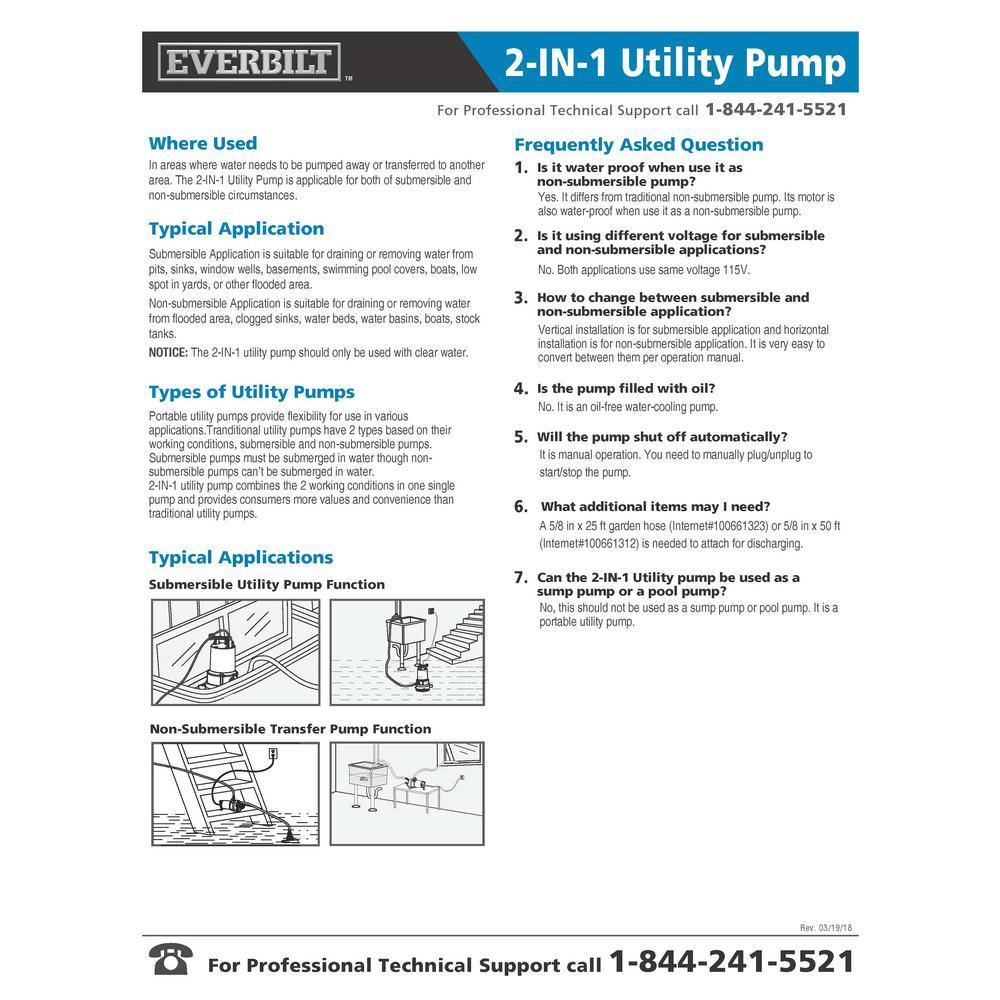 1/4 HP 2-in-1 Utility Pump - Super Arbor