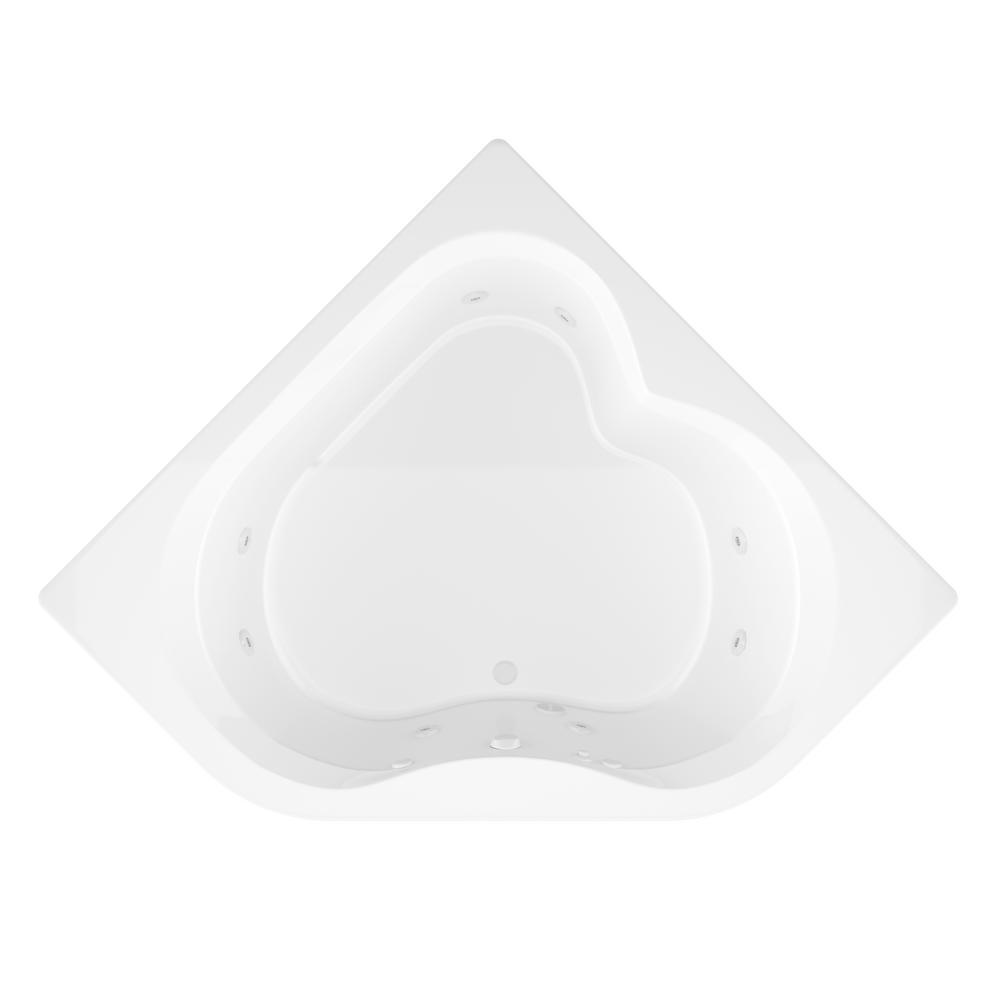 Beryl 5 ft. Acrylic Corner Drop-in Whirlpool Bathtub in White - Super Arbor