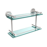 16 in. L x 8 in. H x 5 in. W 2-Tier Clear Glass Bathroom Shelf with Gallery Rail in Brushed Bronze - Super Arbor